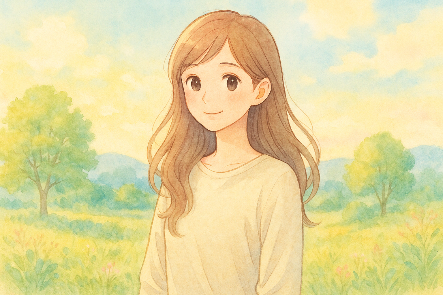 SDGsを意識して優しく微笑む女性のイメージイラスト
