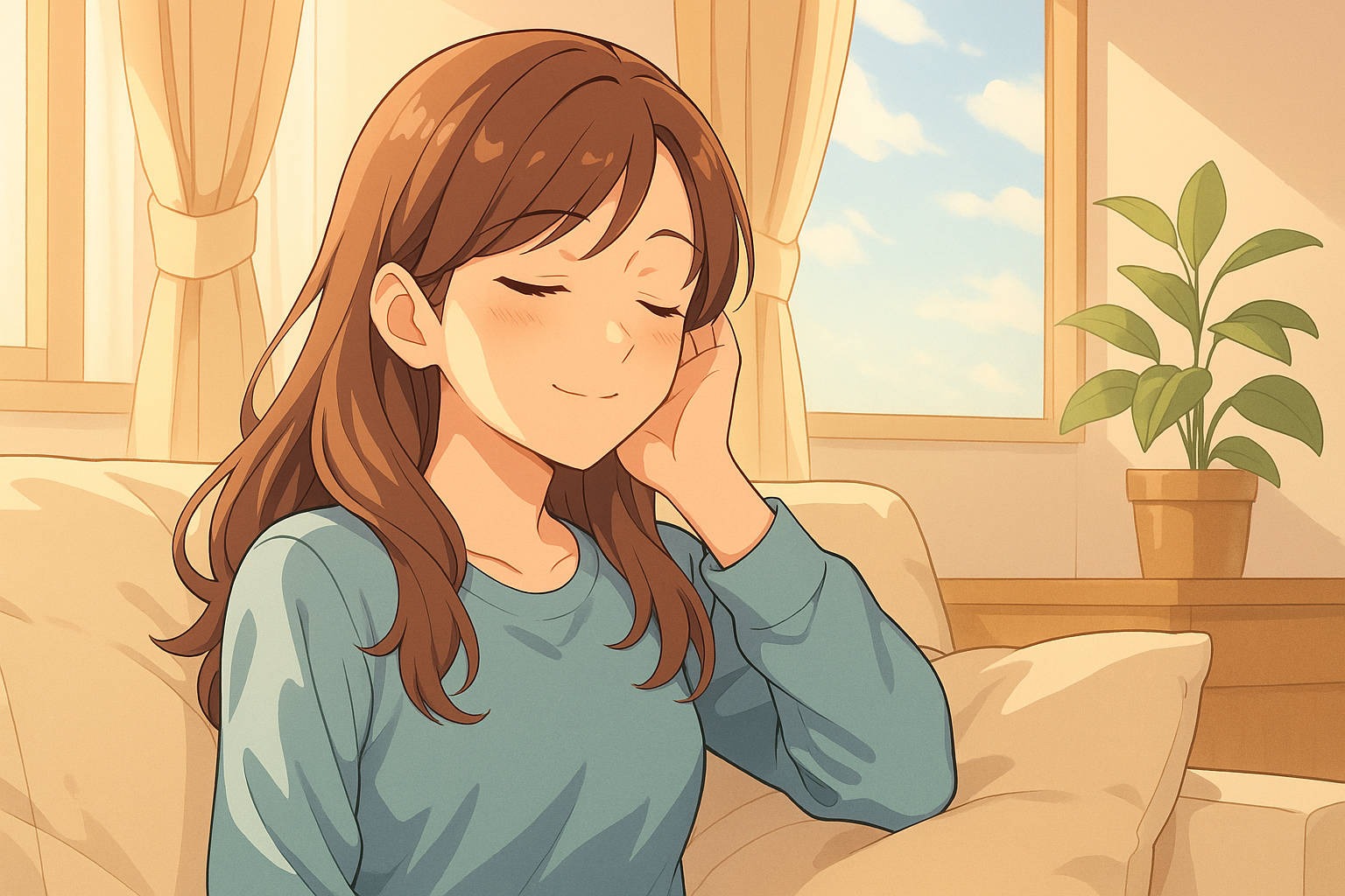 リラックスしている女性のイメージイラスト