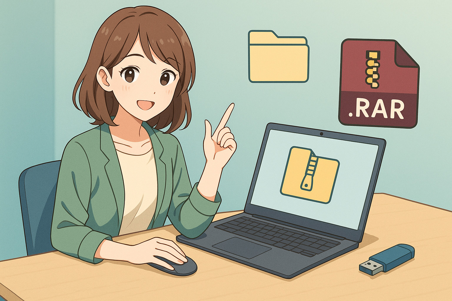 こちらを向いている女性のイラスト