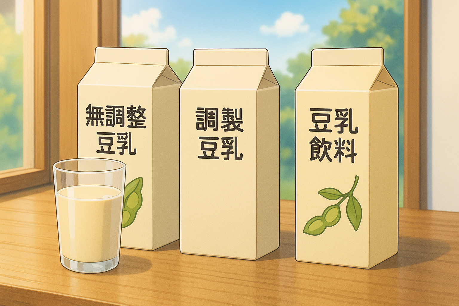 調整・無調整・豆乳飲料パックのイラスト