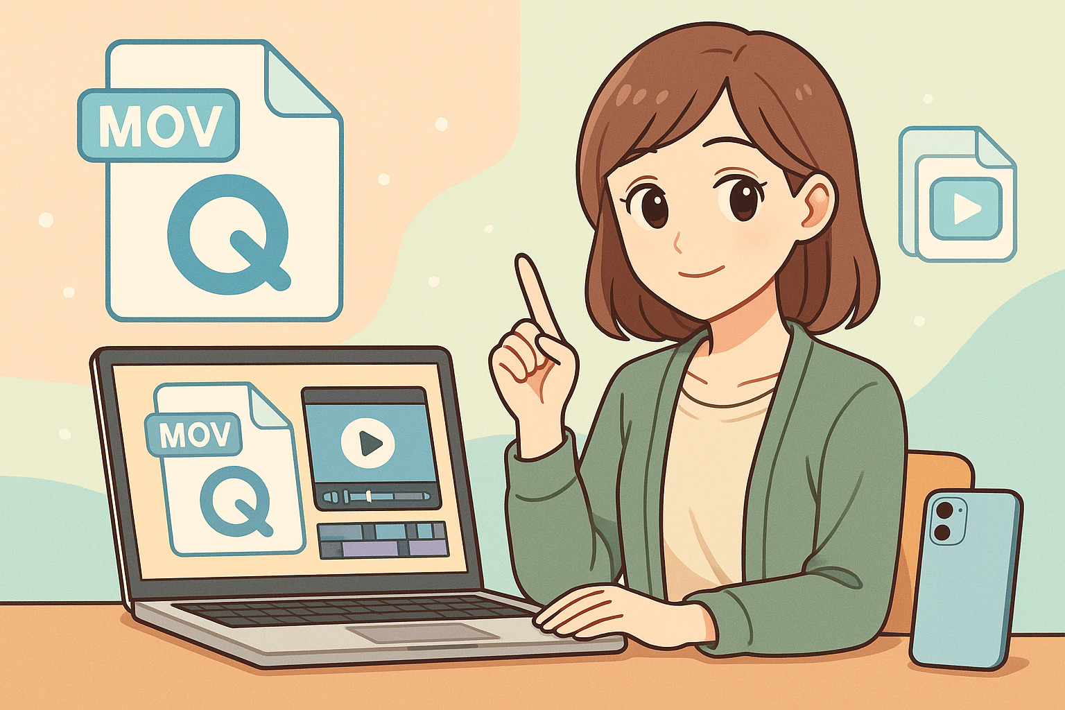 こちらを向いている女性のイラスト