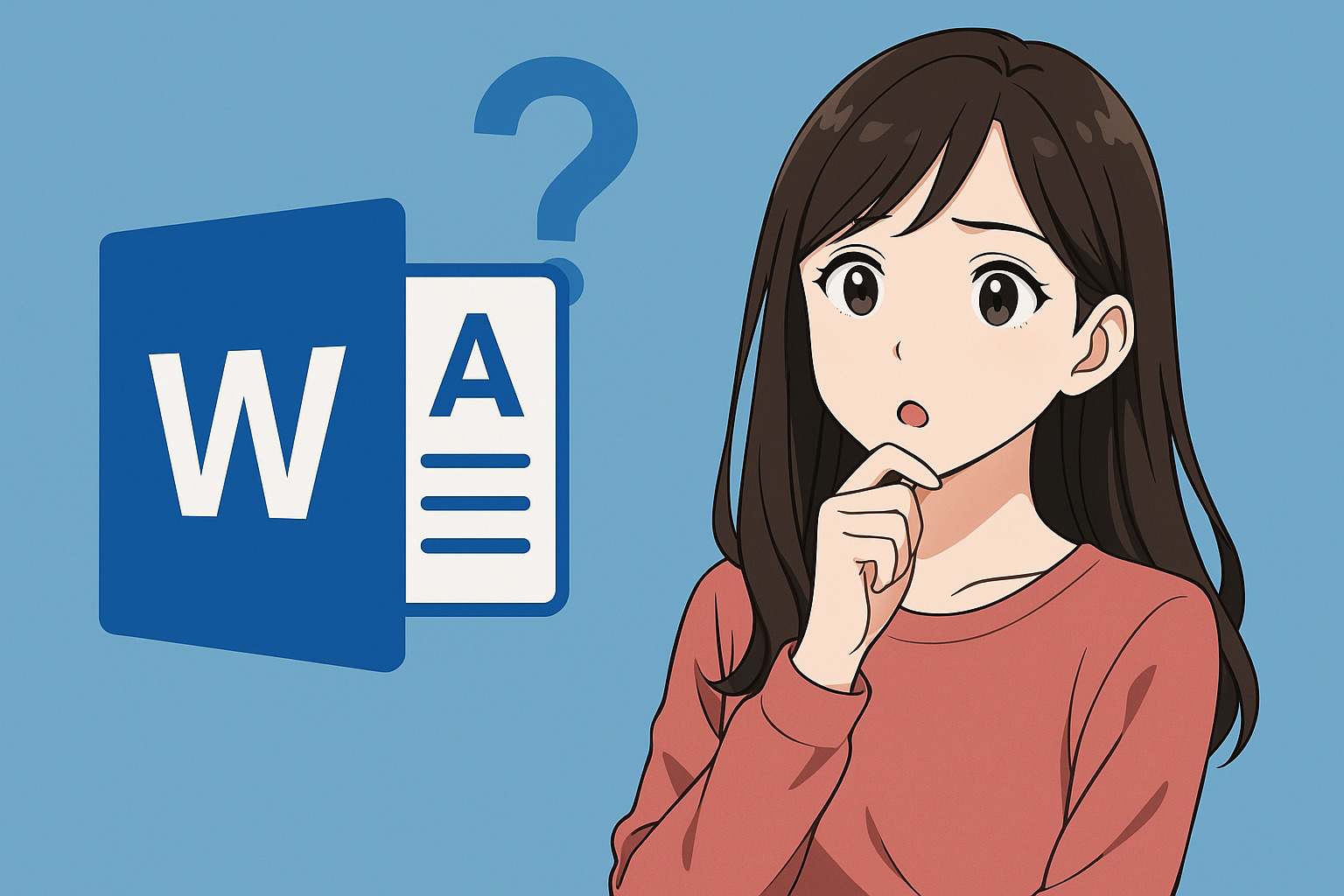 考え込んでいる女性のイラスト