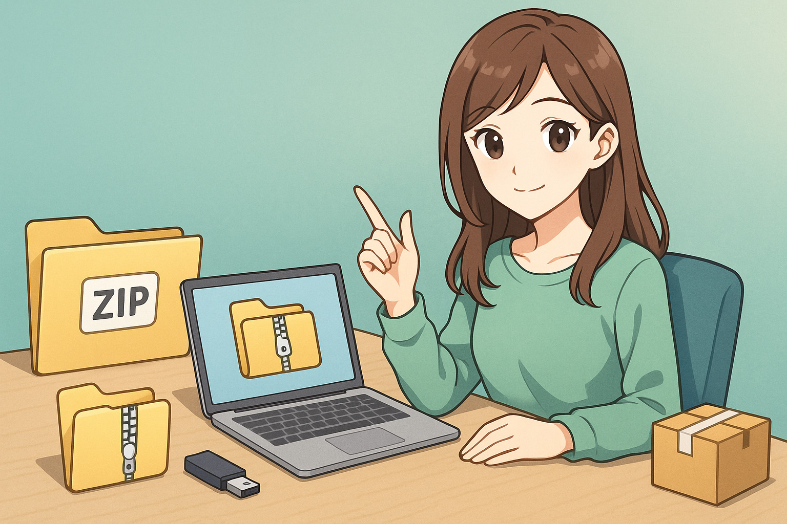 こちらを向いている女性のイラスト