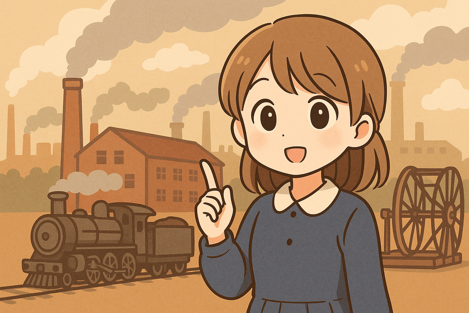 こちらに笑顔を向ける女性のイラスト