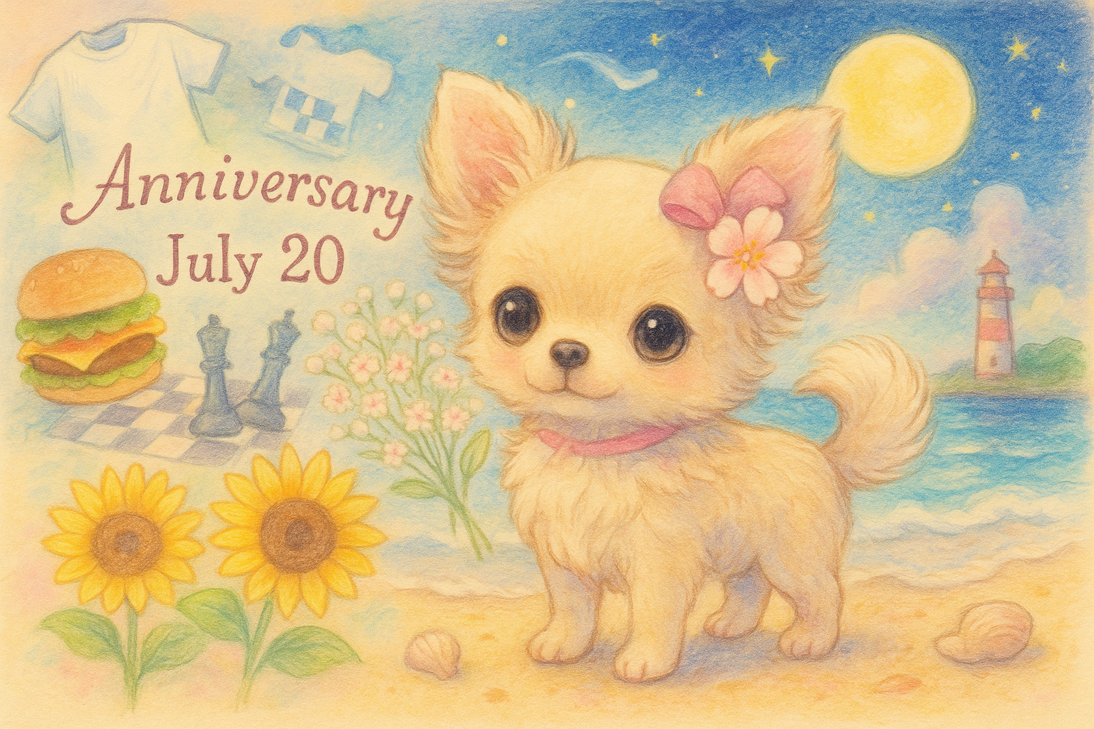 7月20日の記念日のイメージイラスト