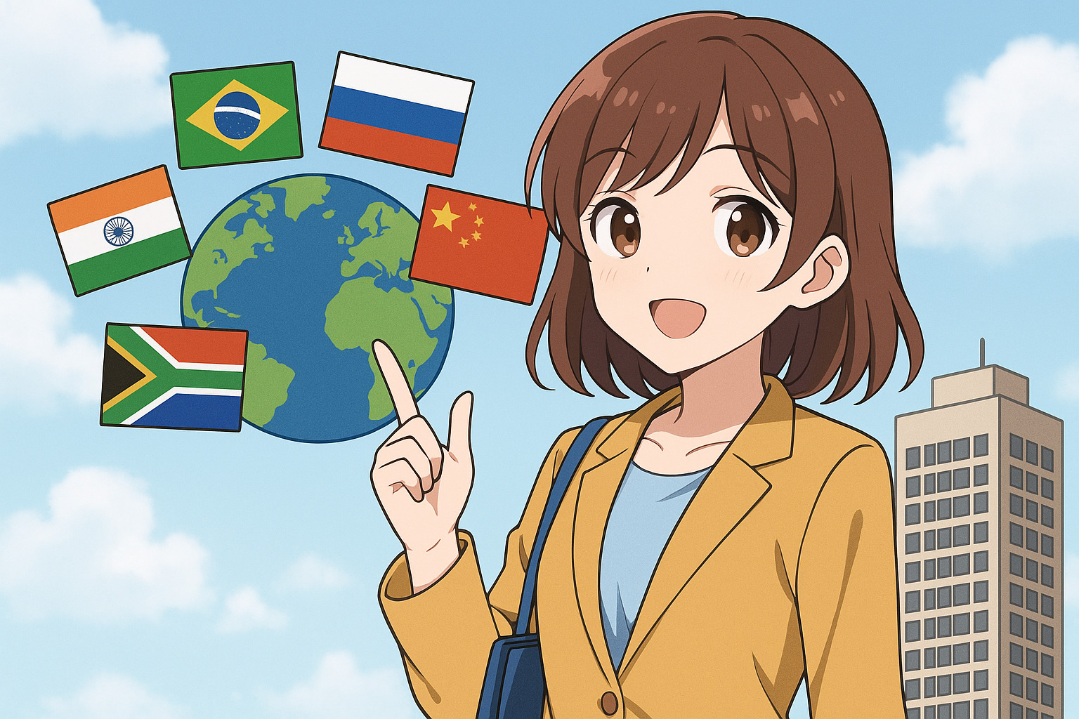 こちらに笑顔を向ける女性のイラスト