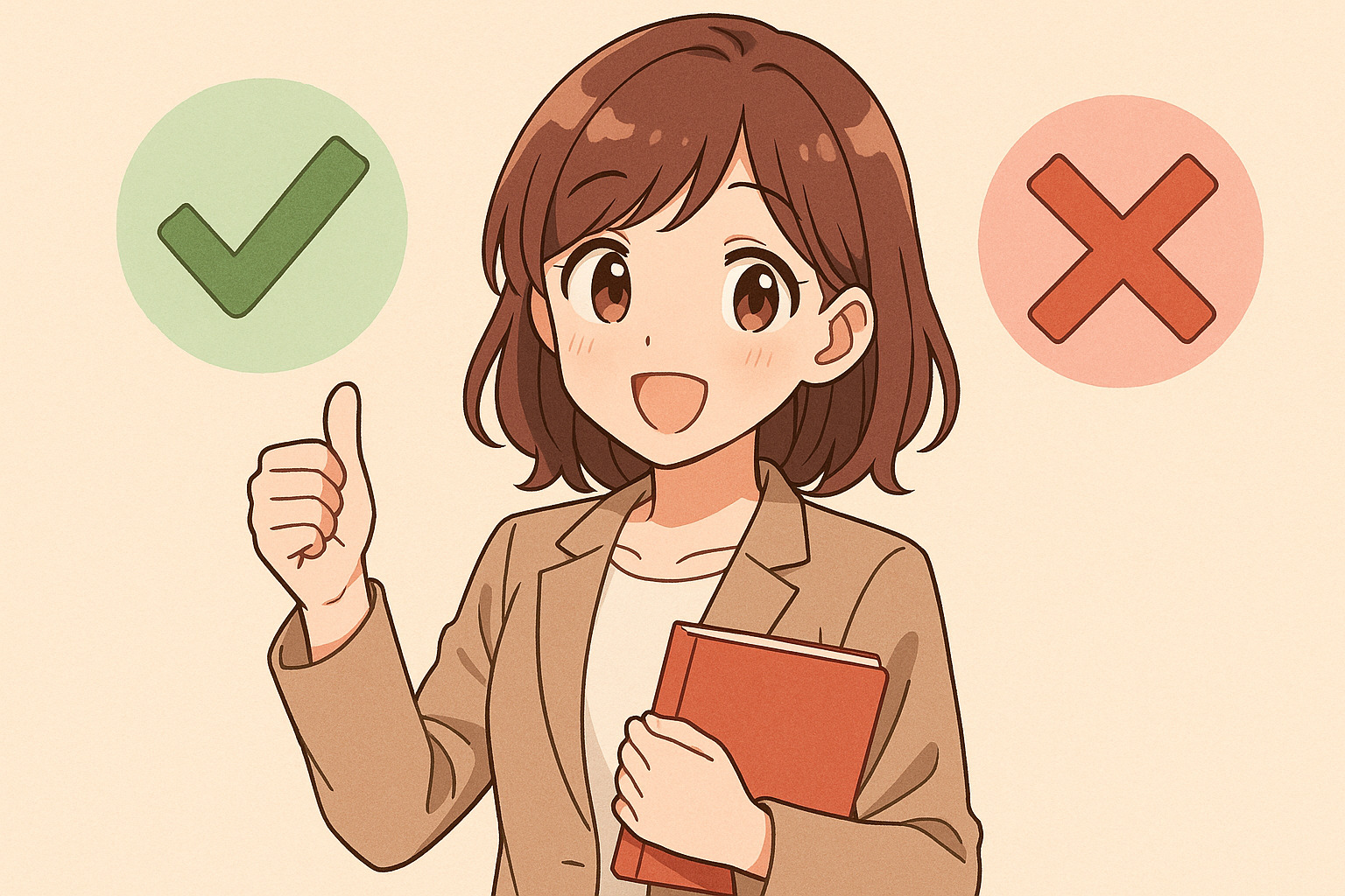 コチラに笑顔を向ける女性のイラスト