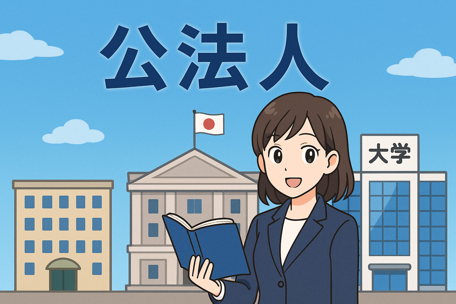 公法人について説明しようとしている女性のイラスト