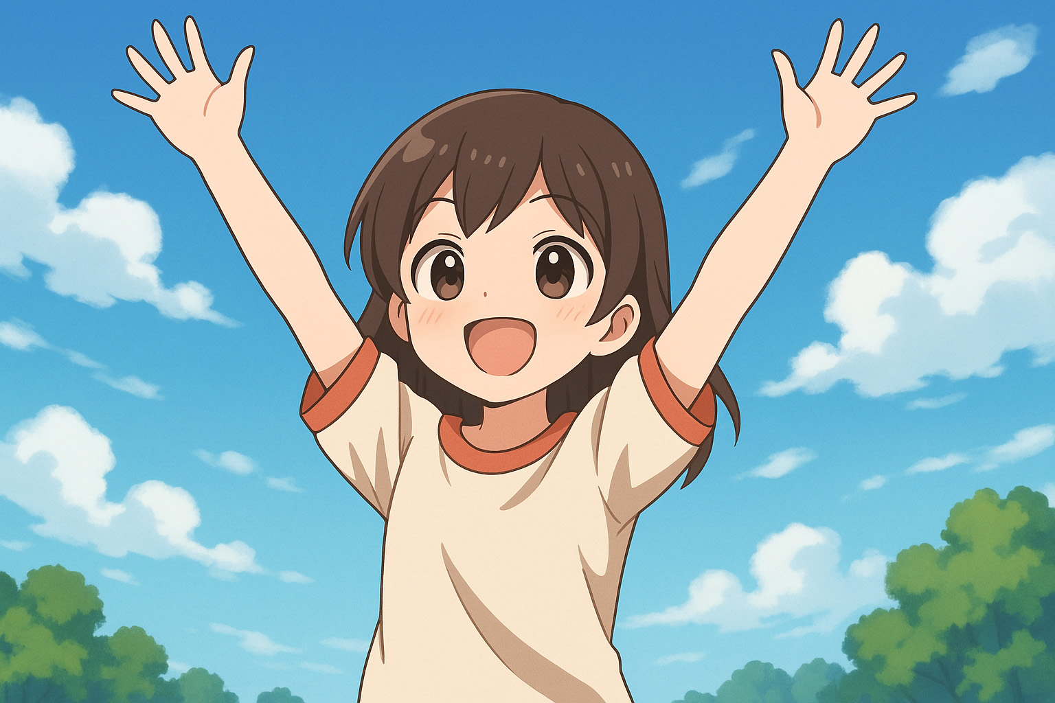 万歳をしている女の子のイラスト