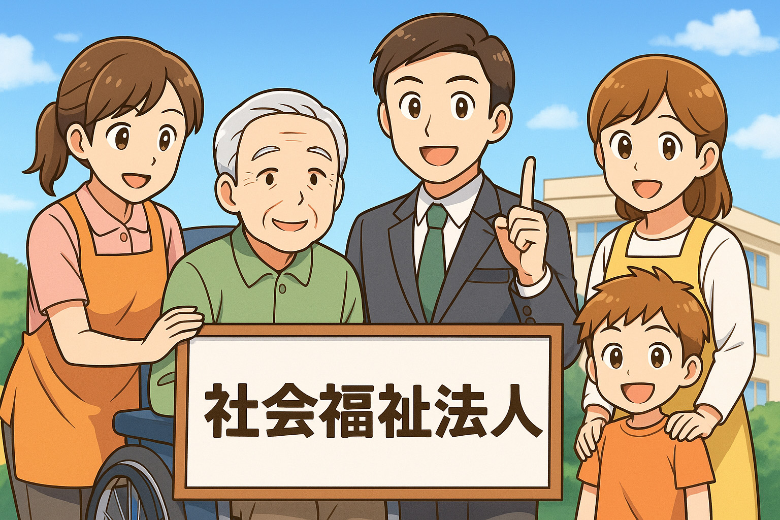 様々な年代の男女がこちらを向いて微笑んでいるイラスト