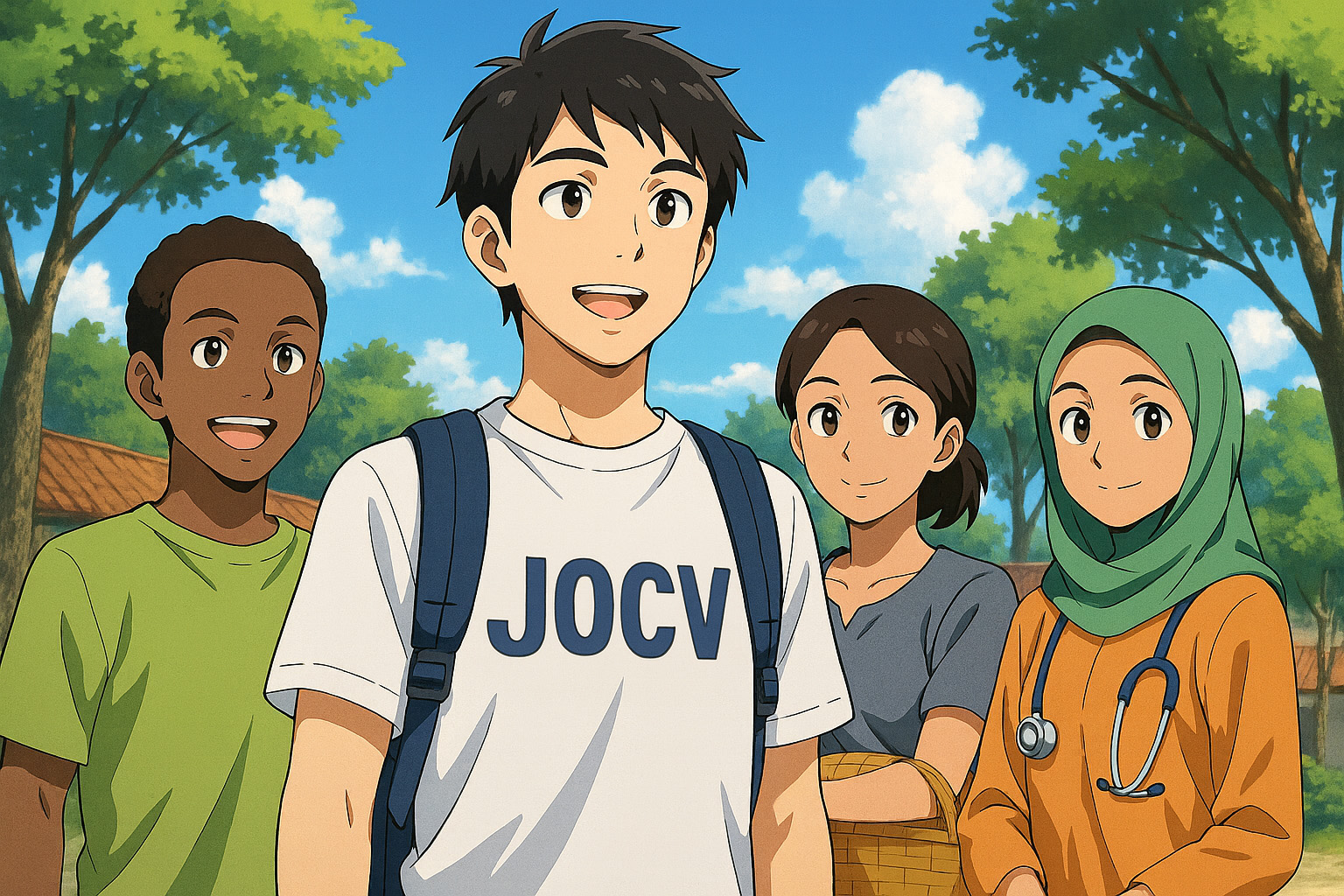 青年海外協力隊（JOCV）が現地入りしたイメージイラスト