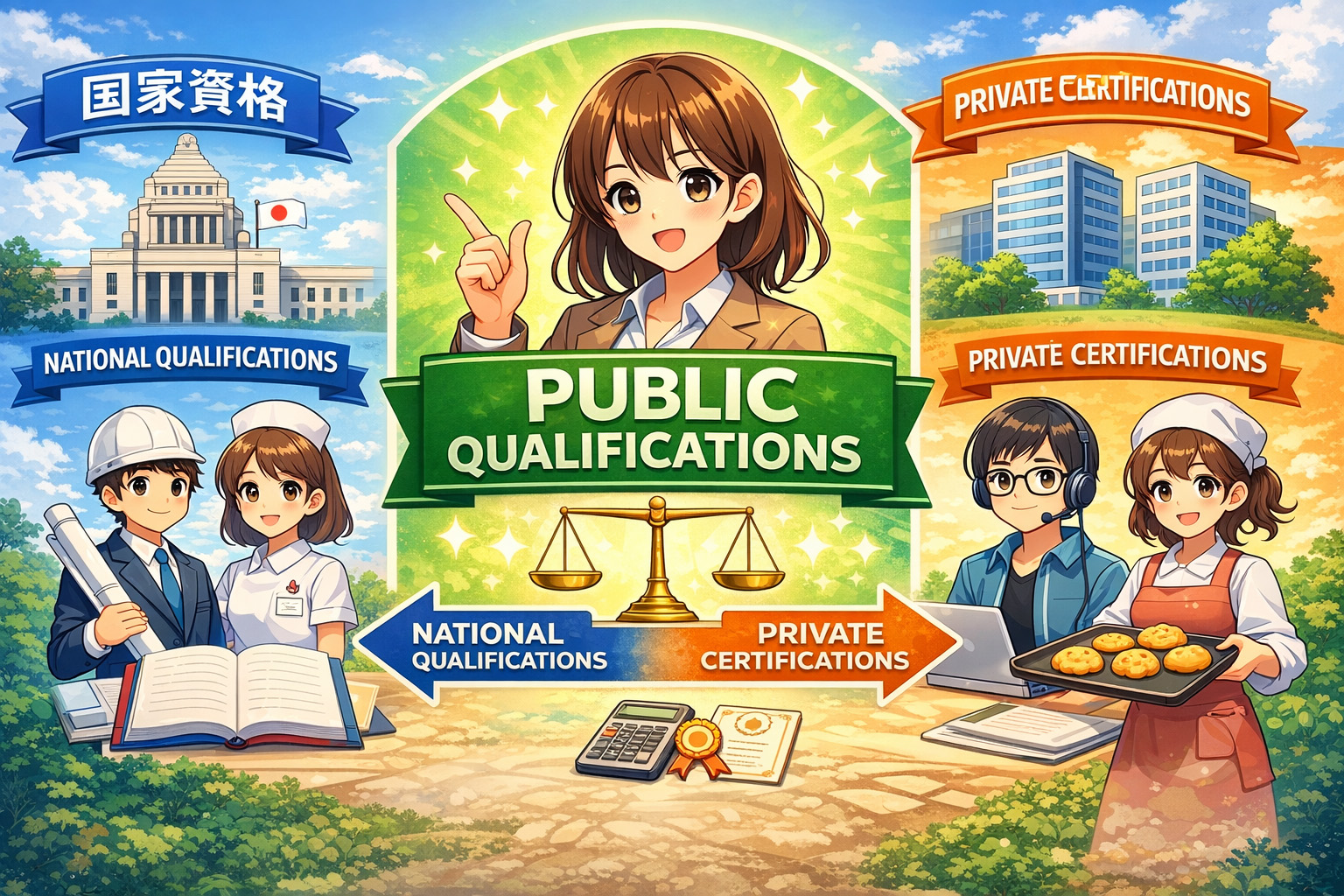 公的資格とはどんなものかをイメージしたイラスト