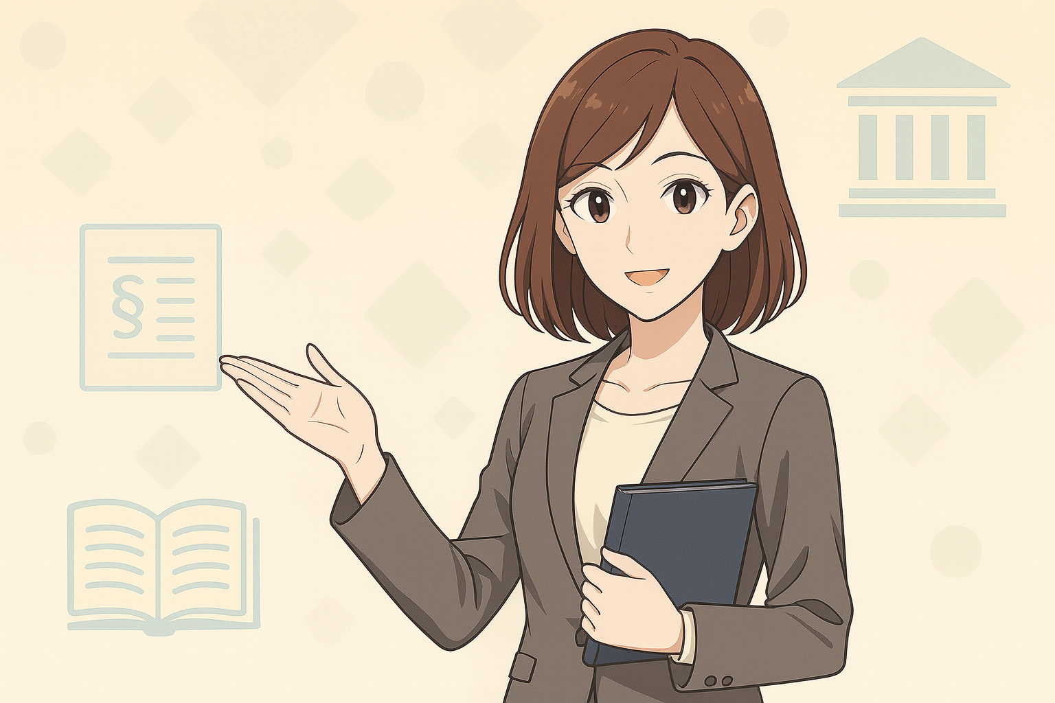 女性が説明をしている状況をイメージしたイラスト