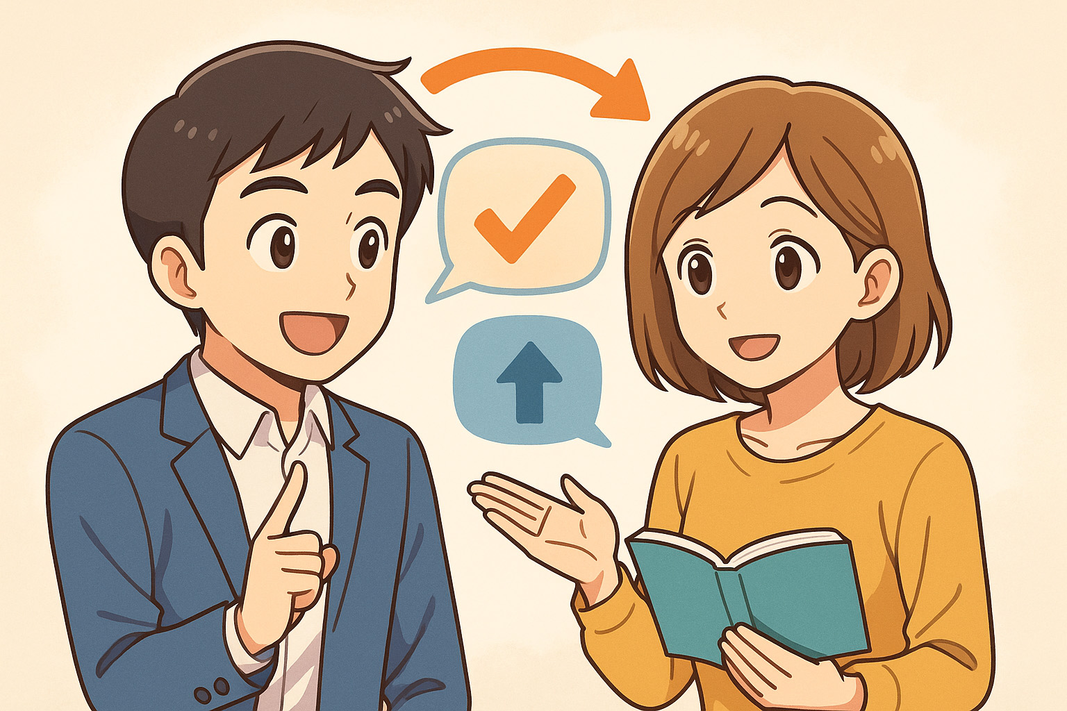 フィードバックをしている男女のイラスト