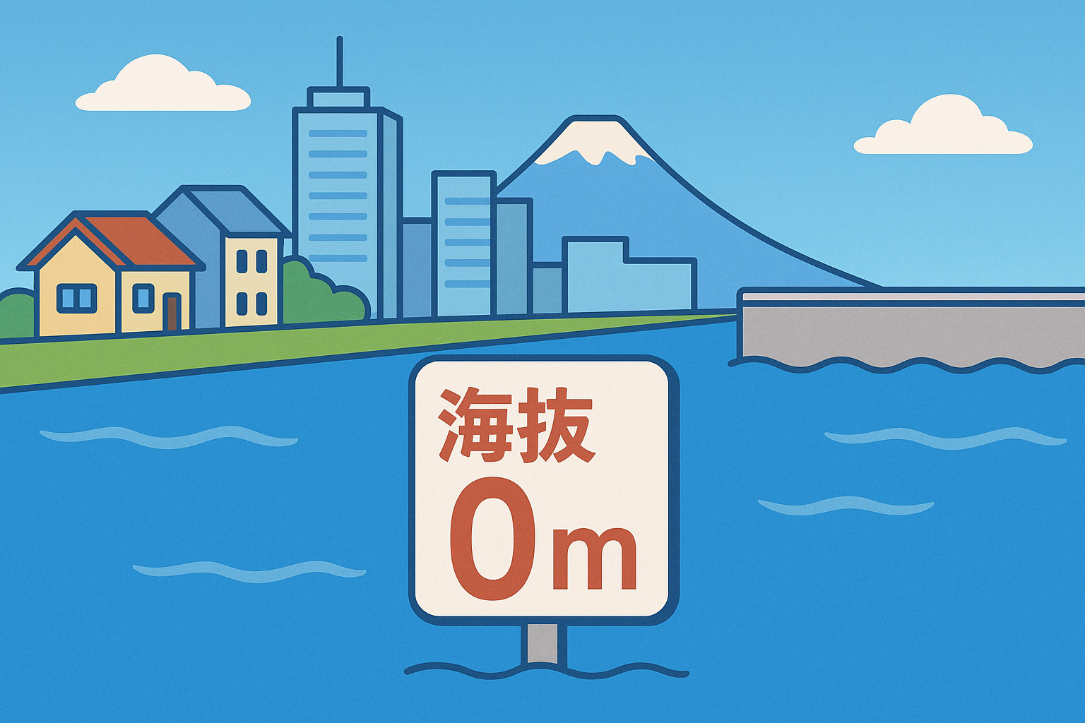 海抜0mのイメージイラスト