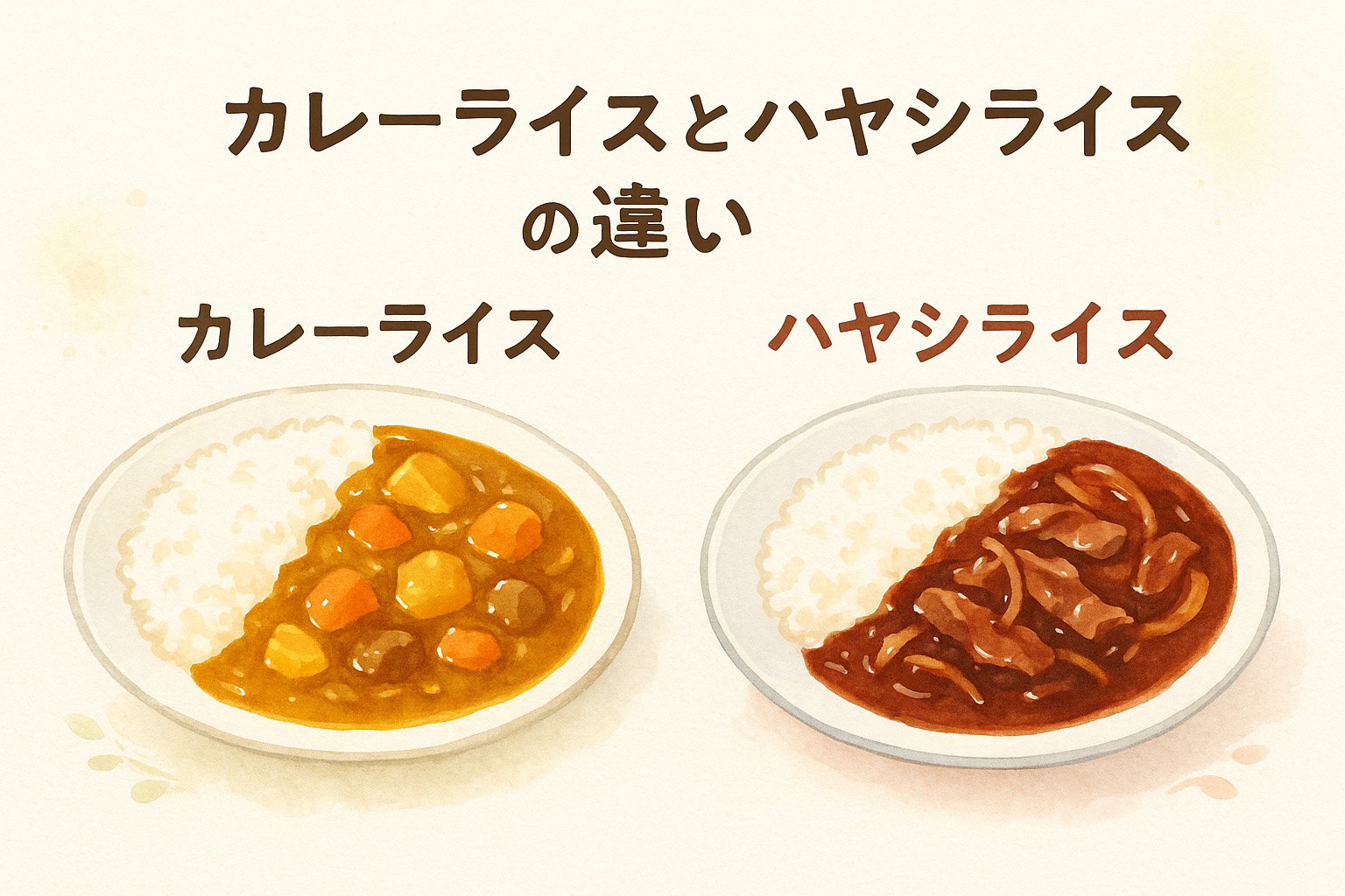カレーライスとハヤシライスの違いをイメージしたイラスト