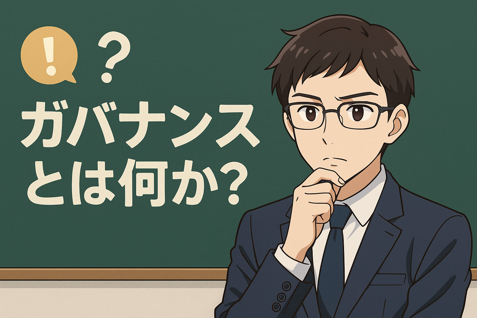 ガバナンスとは何かを考えている男性のイラスト