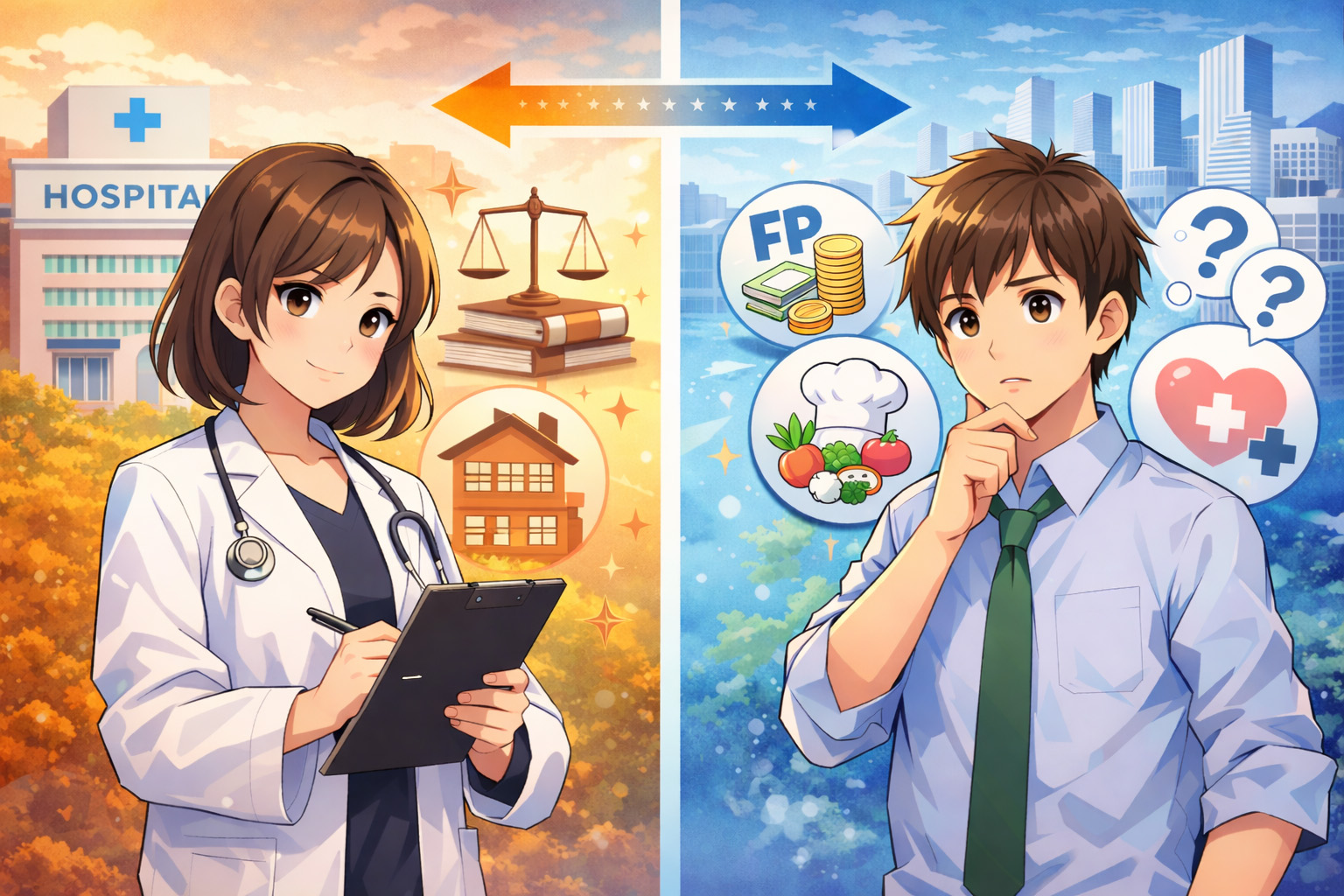 業務独占資格と名称独占資格の違いをイメージしたイラスト