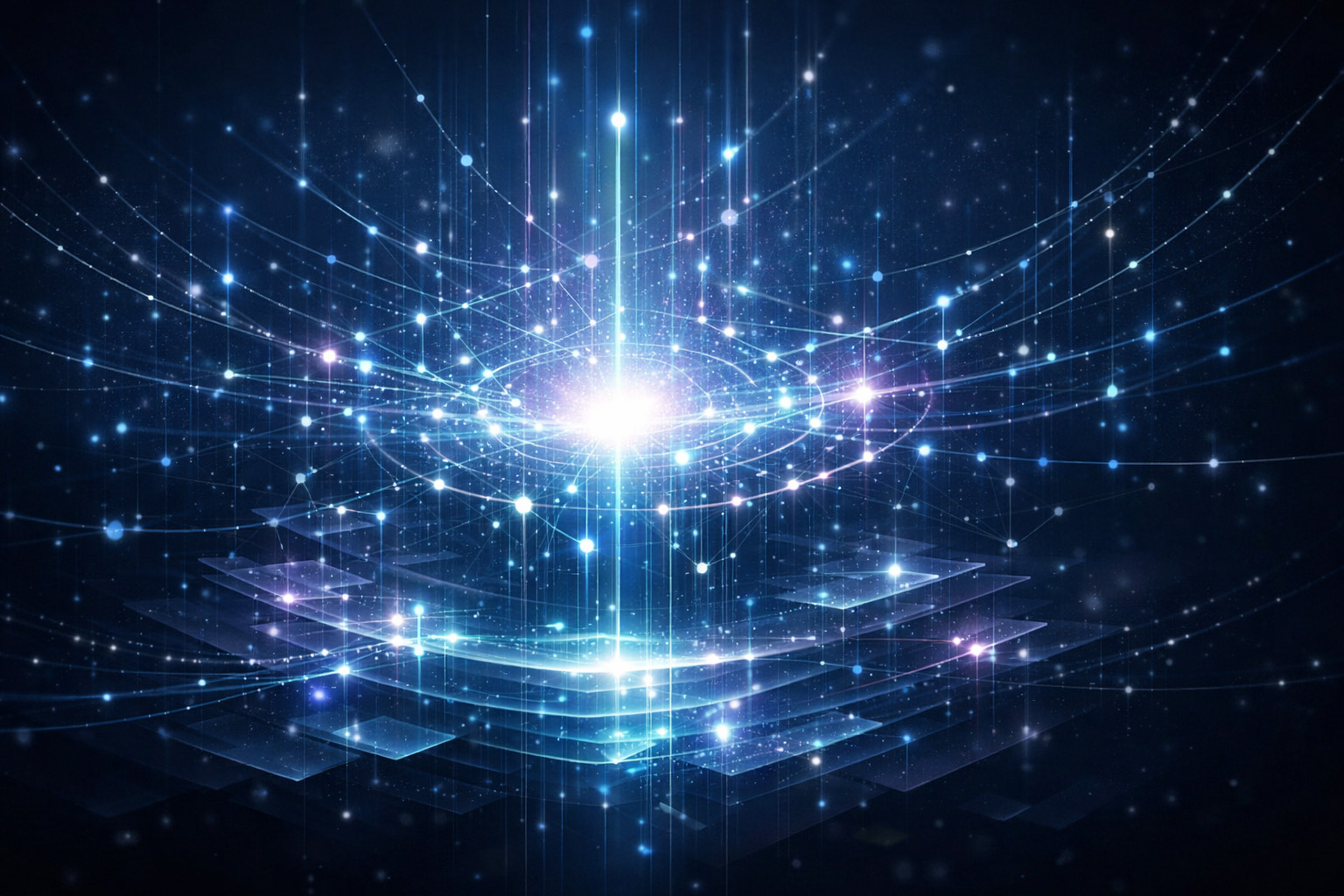 未来的なAIネットワークをイメージしたイラスト