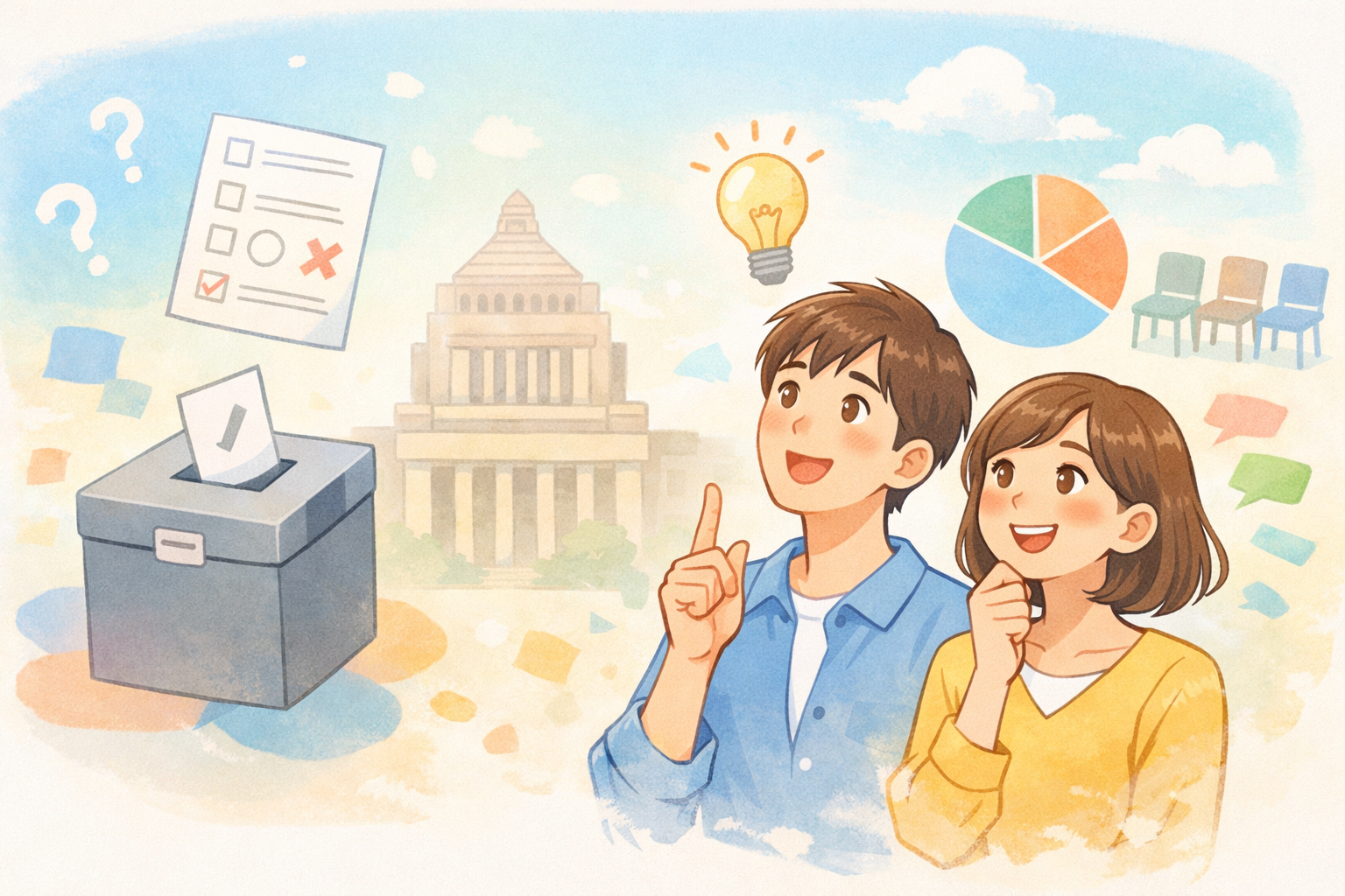 若者が選挙に対して理解している様子のイメージイラスト