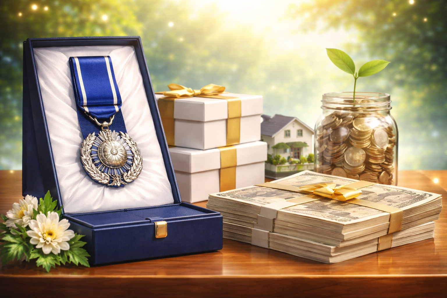 紺綬褒章をイメージした生成画像