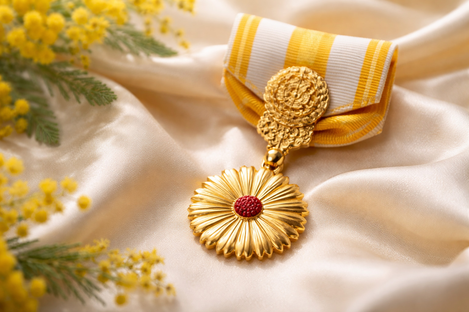 黄綬褒章をイメージした生成画像