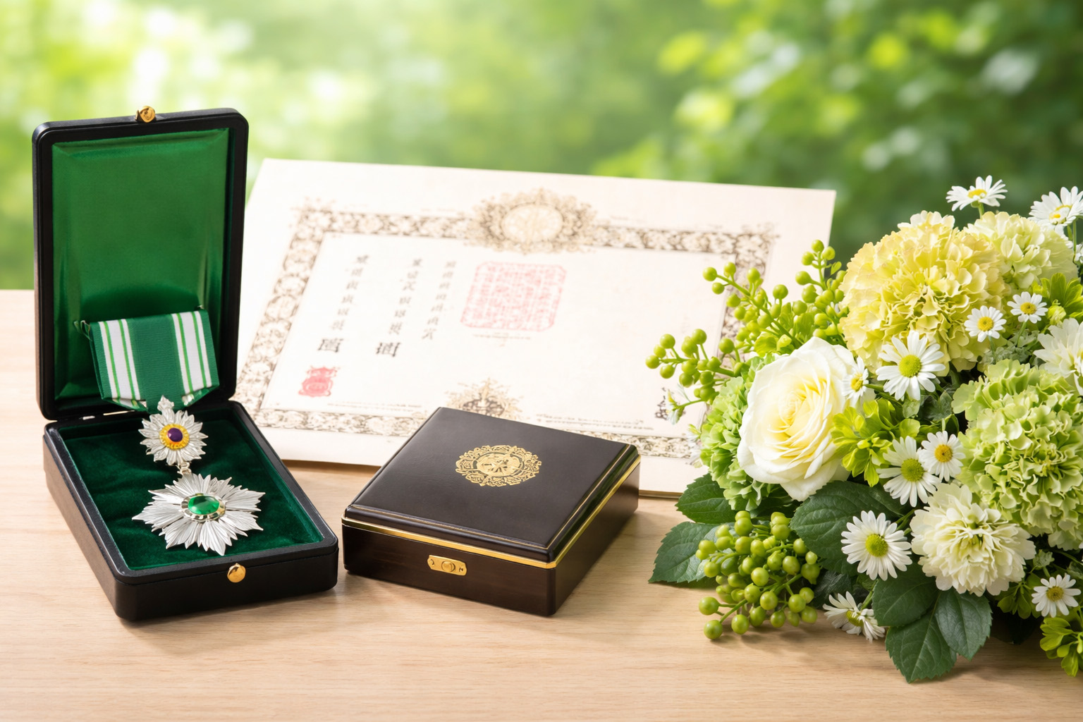 緑綬褒章をイメージした生成画像